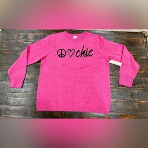 Chico's Peace Love Vibrant Pink Knit Sweater